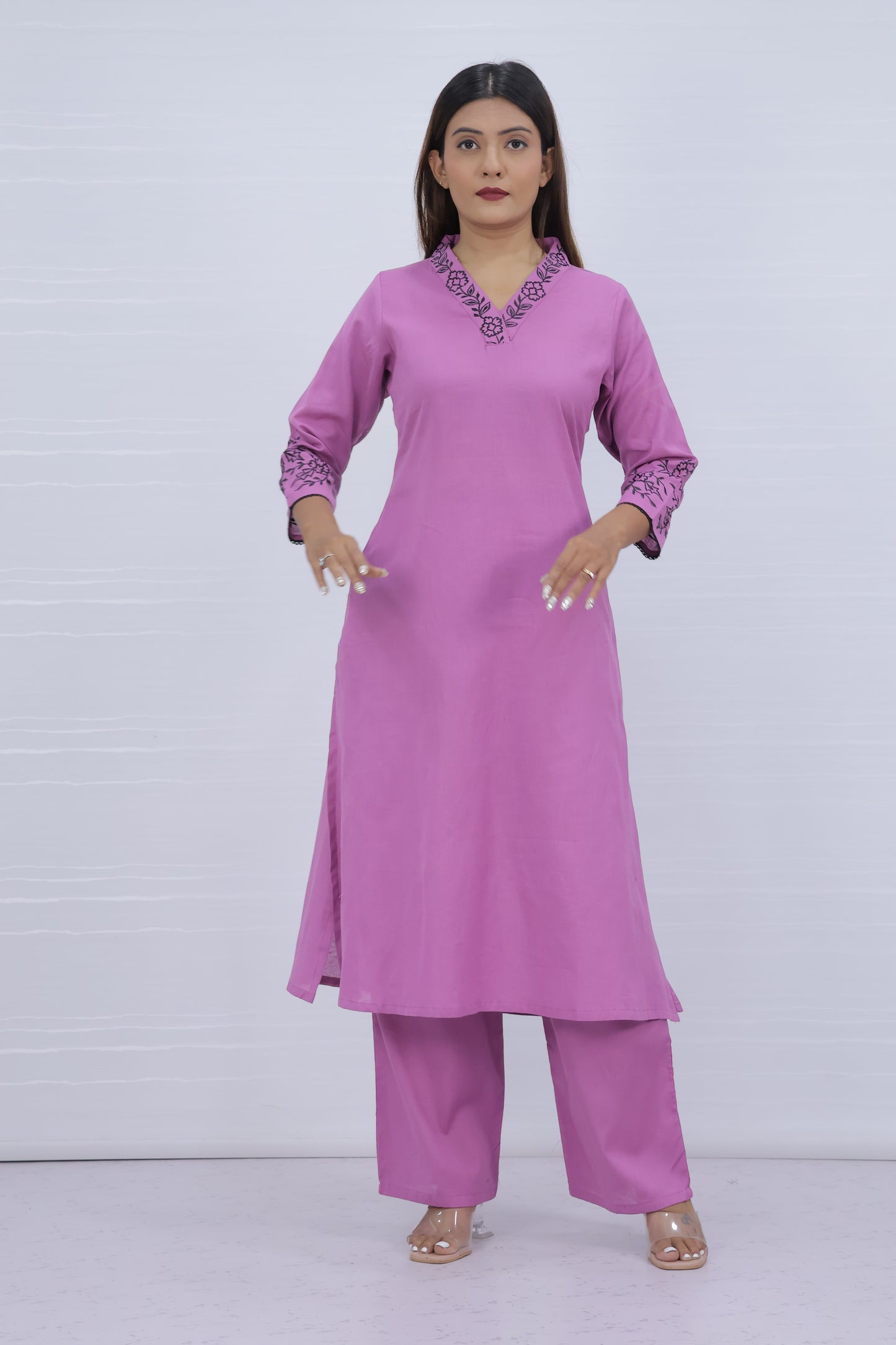 Misri Pink Cotton Kurti Plazo