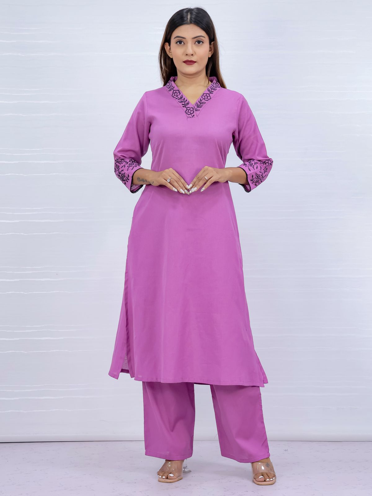 Misri Pink Cotton Kurti Plazo
