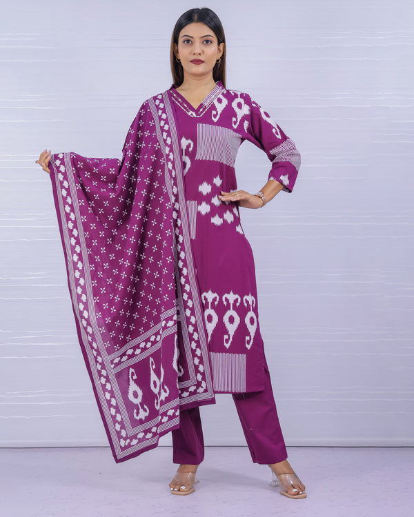 Pure Cotton Kurti Set for Women 3-Piece Suit