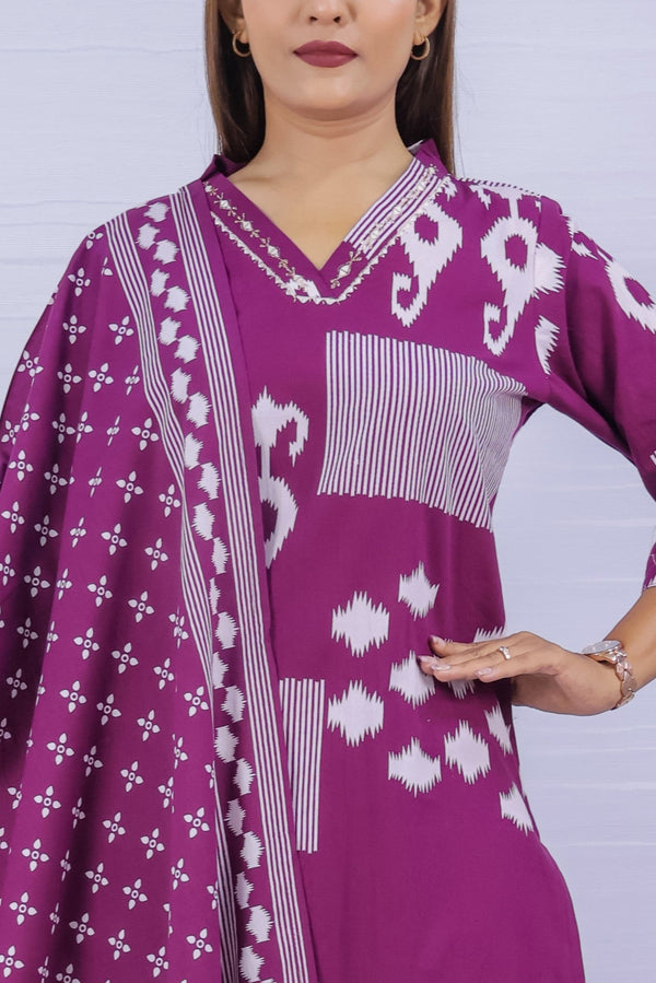 Pure Cotton Kurti Set for Women 3-Piece Suit