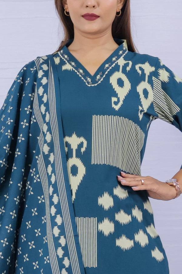 Pure Cotton Kurti Set for Women 3-Piece Suit