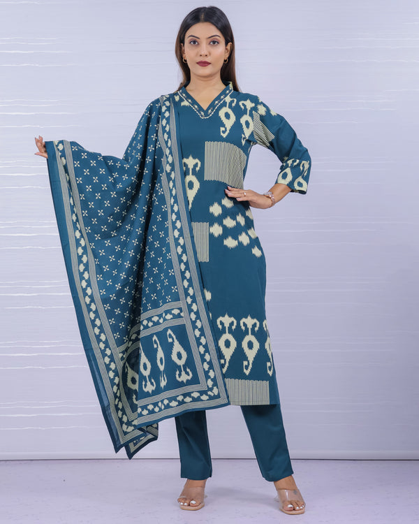 Pure Cotton Kurti Set for Women 3-Piece Suit