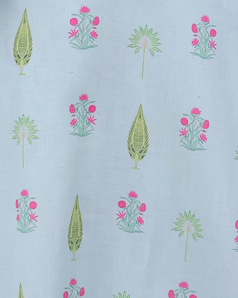 Women Sky Floral Printed Kurta With Pant
