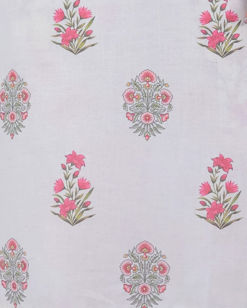 Women Off-White Floral Printed Kurta With Pant