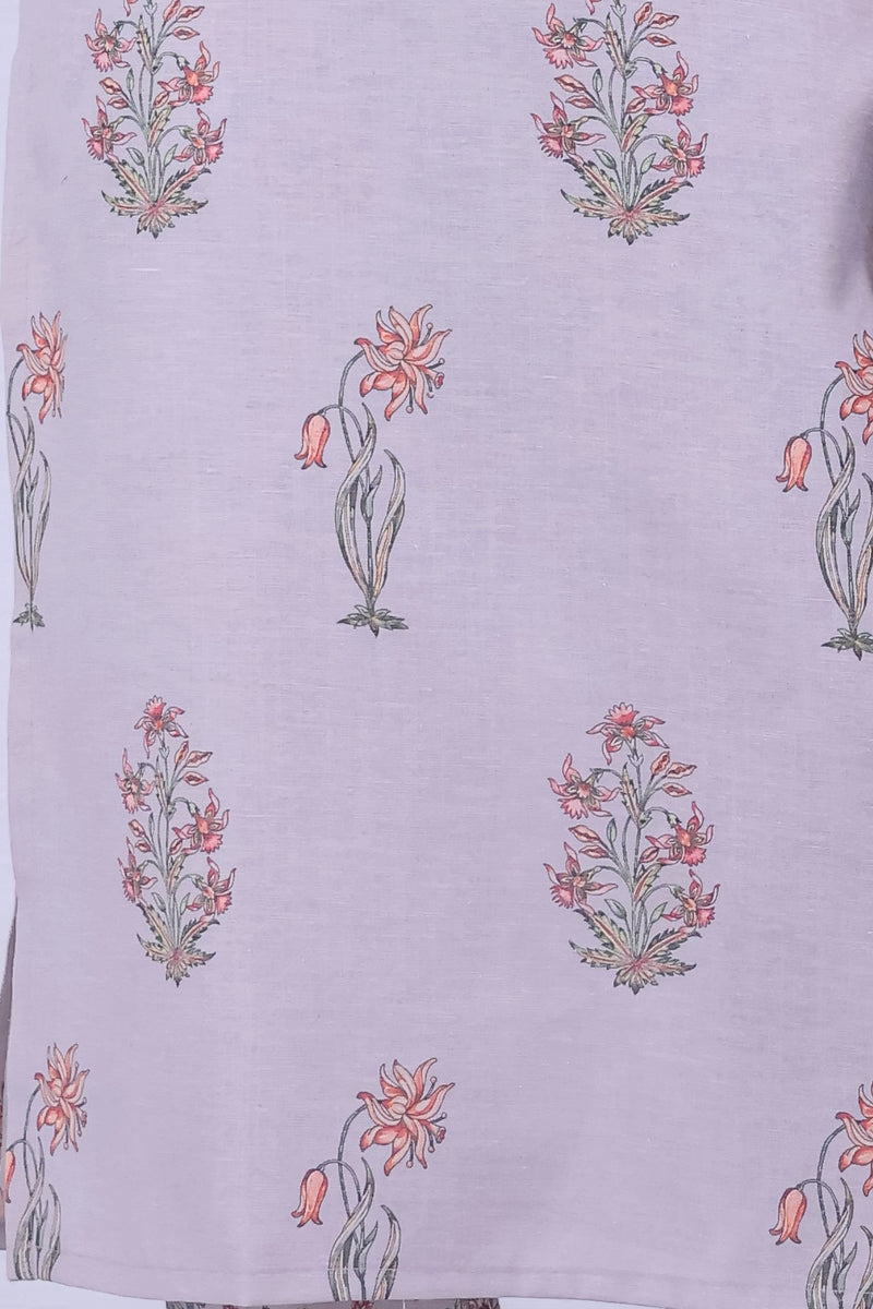 Women Purple Floral Printed Kurta With Pant