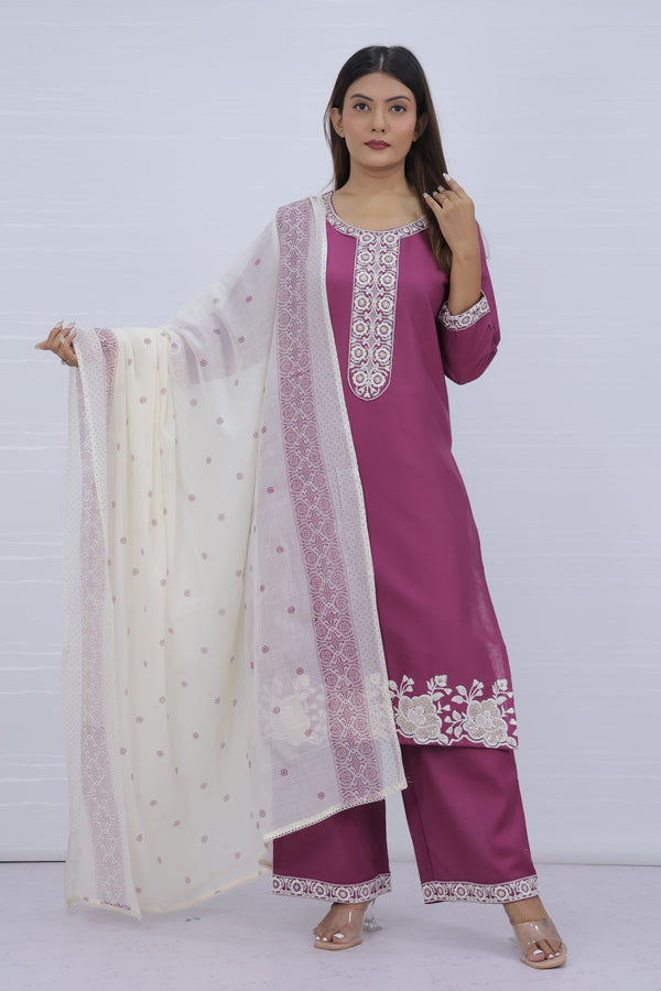 Tara magenta Cotton Suit Set