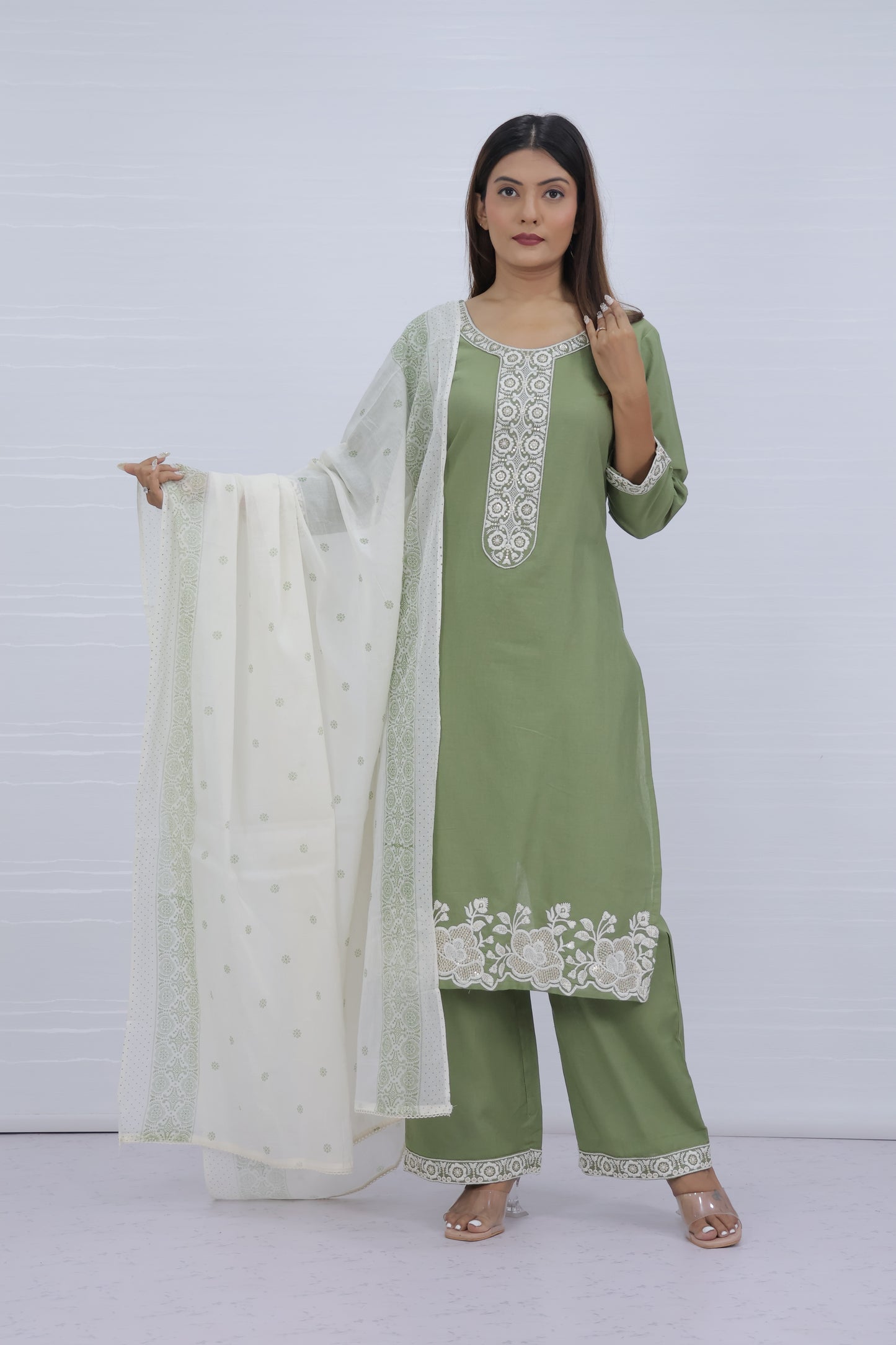 Tara Green Cotton Suit Set