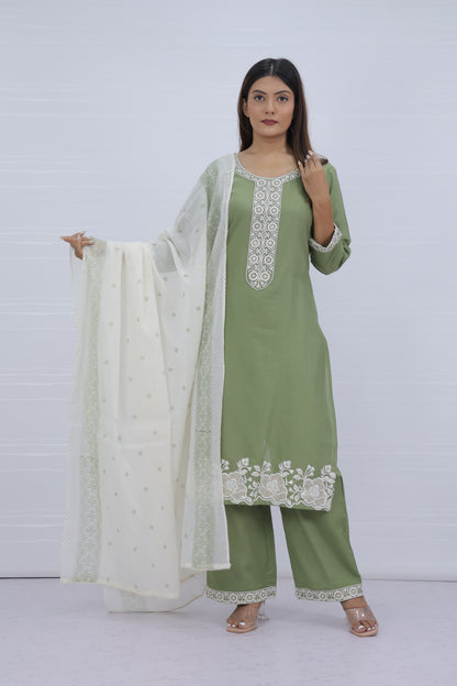 Tara Green Cotton Suit Set