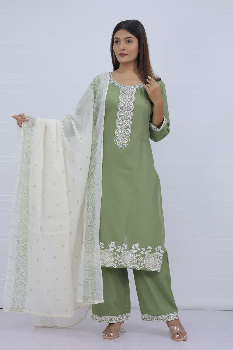 Tara Green Cotton Suit Set