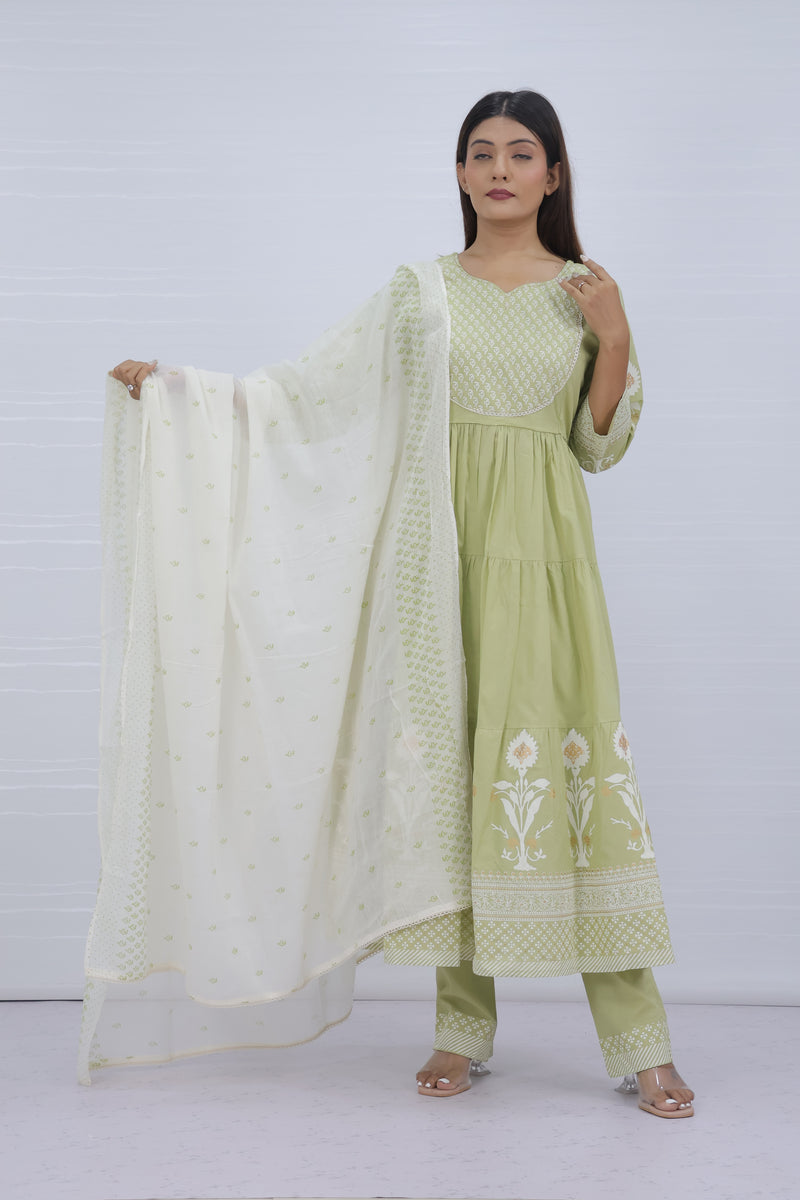 Aarohi Pista Pure Cotton Suit Set