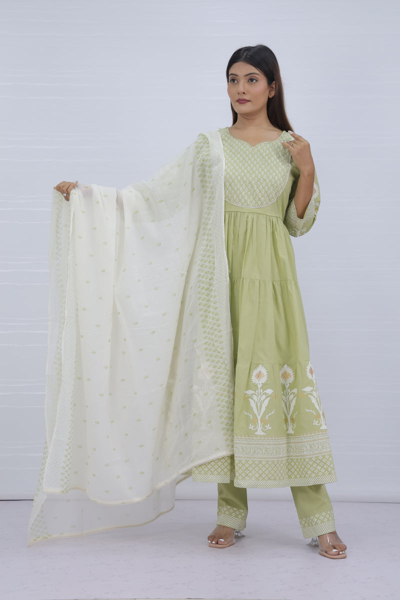 Aarohi Pista Pure Cotton Suit Set
