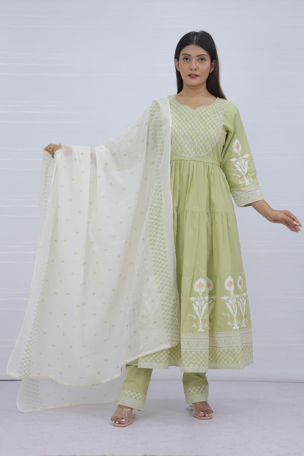 Aarohi Pista Pure Cotton Suit Set