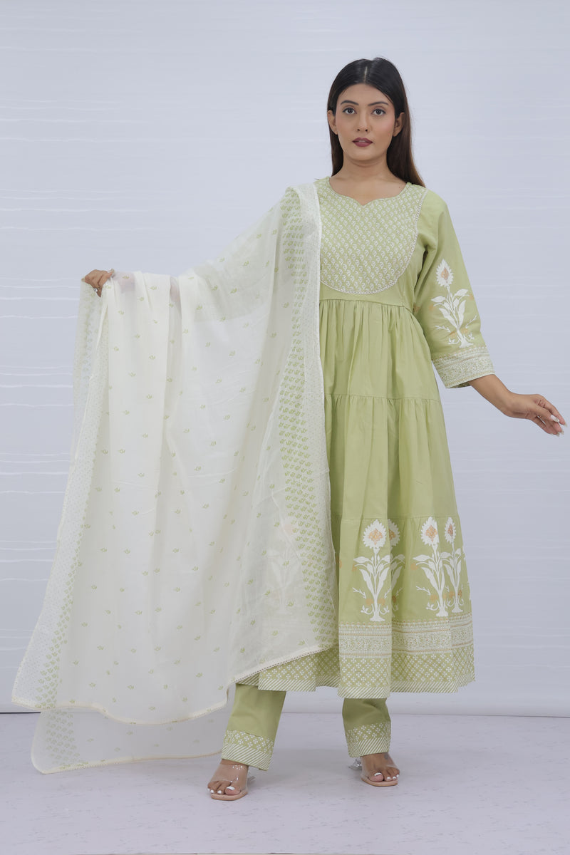 Aarohi Pista Pure Cotton Suit Set