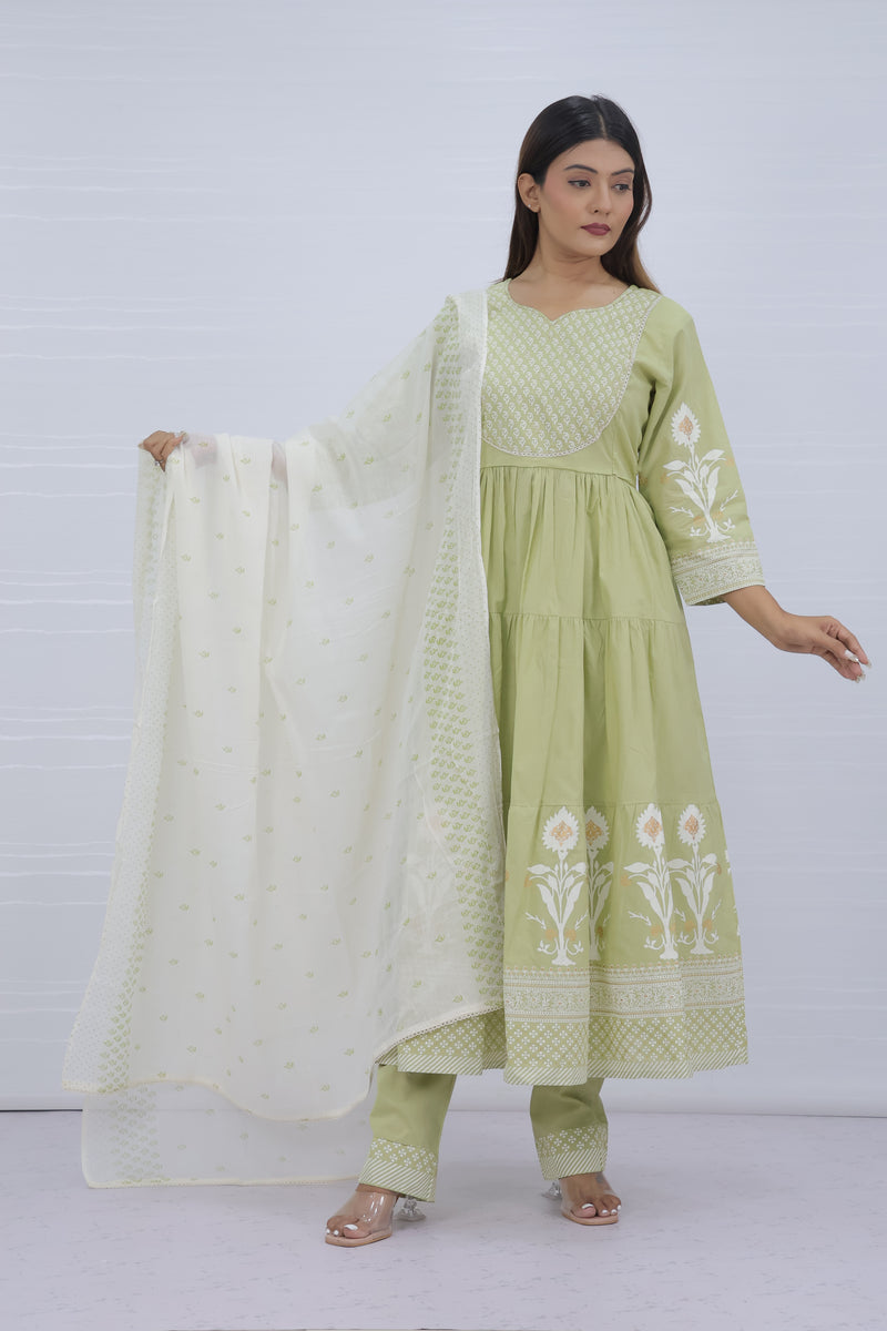 Aarohi Pista Pure Cotton Suit Set