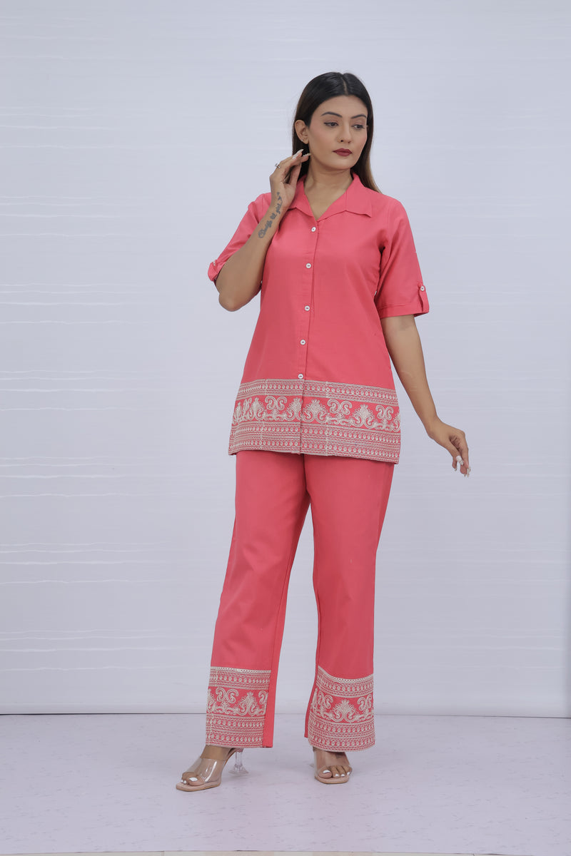 Brezze Pink Flex Cotton Co-ord set
