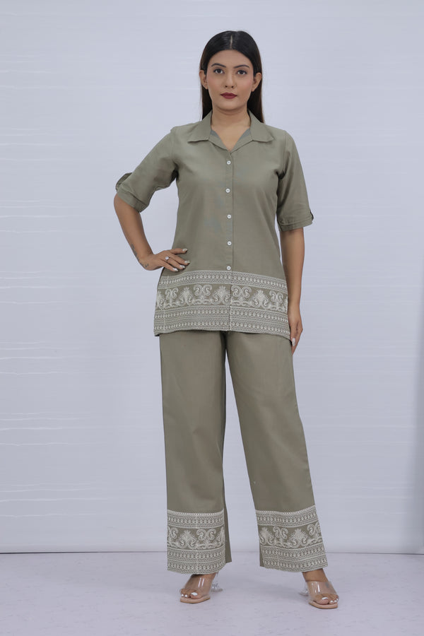 Brezze Olive Green Flex Cotton Co-ord set
