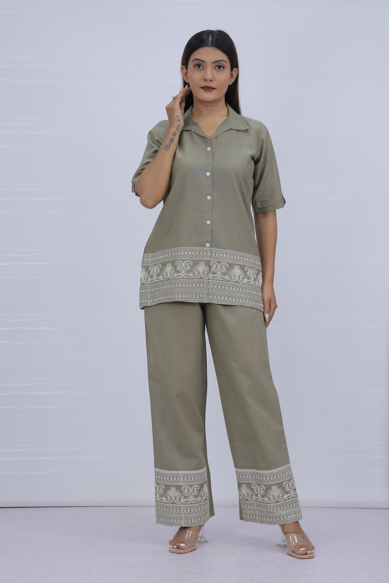 Brezze Olive Green Flex Cotton Co-ord set