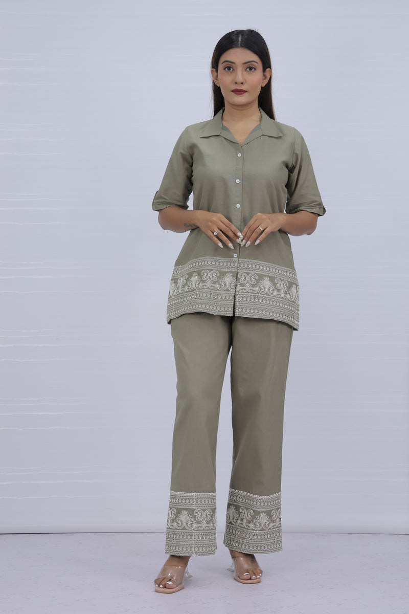 Brezze Olive Green Flex Cotton Co-ord set