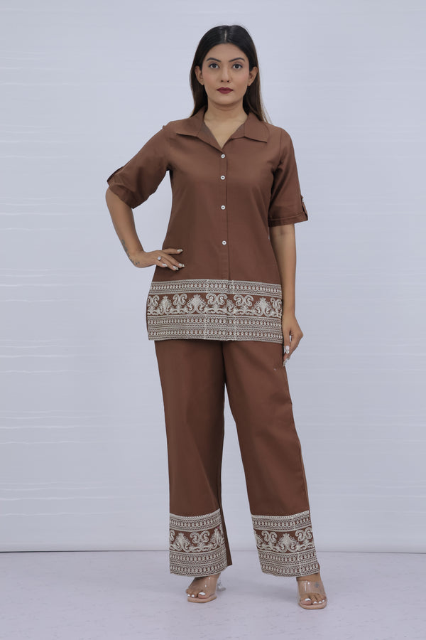 Brezze Brown Flex Cotton Co-ord set