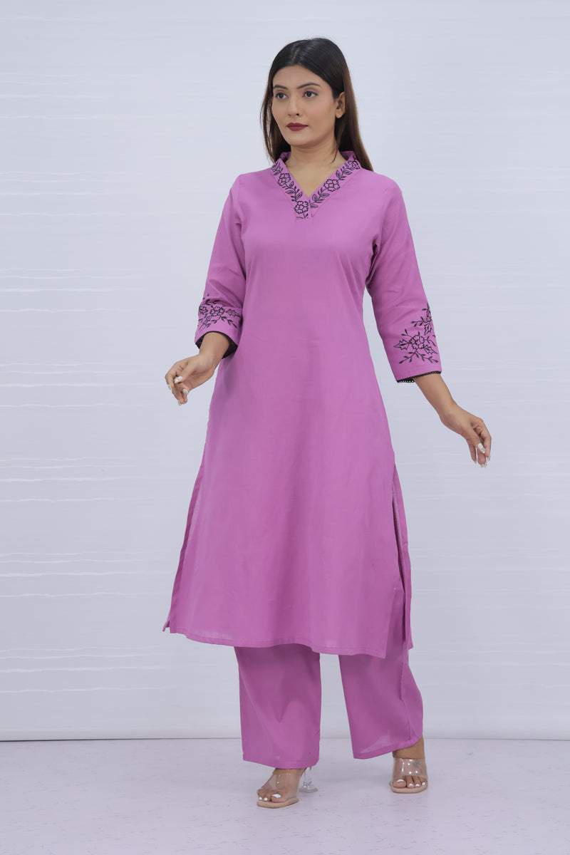 Misri Pink Cotton Kurti Plazo