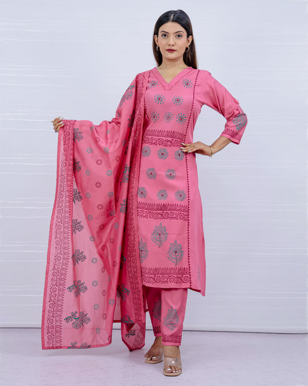 Svara Pink Vatican Silk Suit