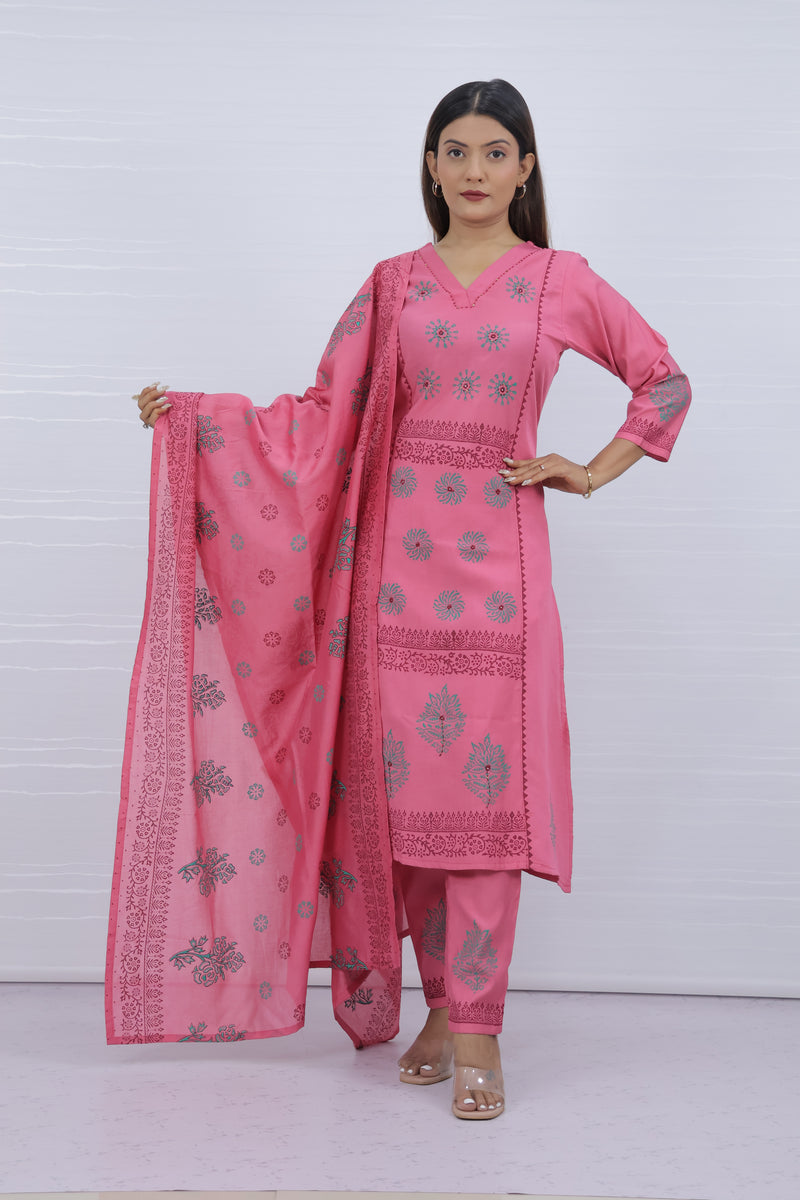 Svara Pink Vatican Silk Suit