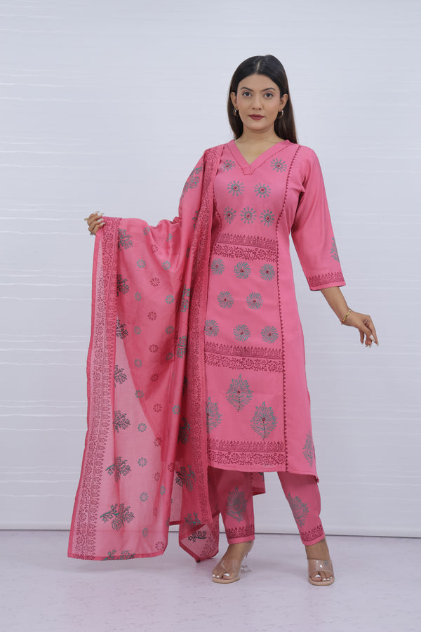 Svara Pink Vatican Silk Suit