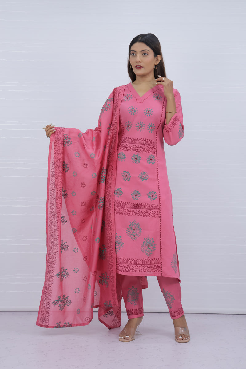 Svara Pink Vatican Silk Suit