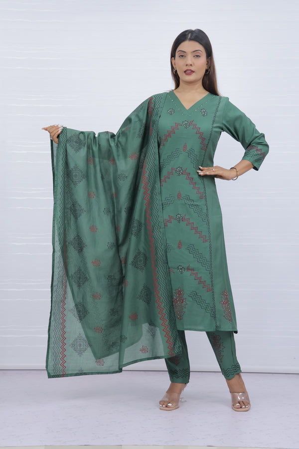 Svara Green Vatican Silk Suit