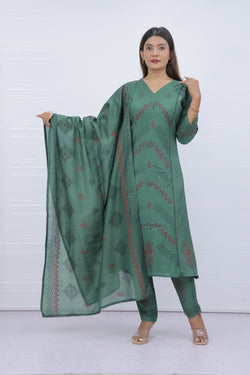 Svara Green Vatican Silk Suit