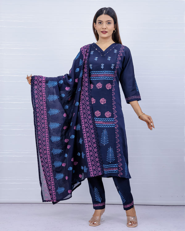 Svara Blue Vatican Silk Suit