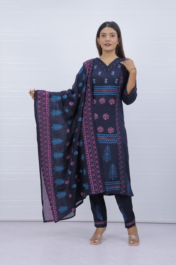Svara Blue Vatican Silk Suit