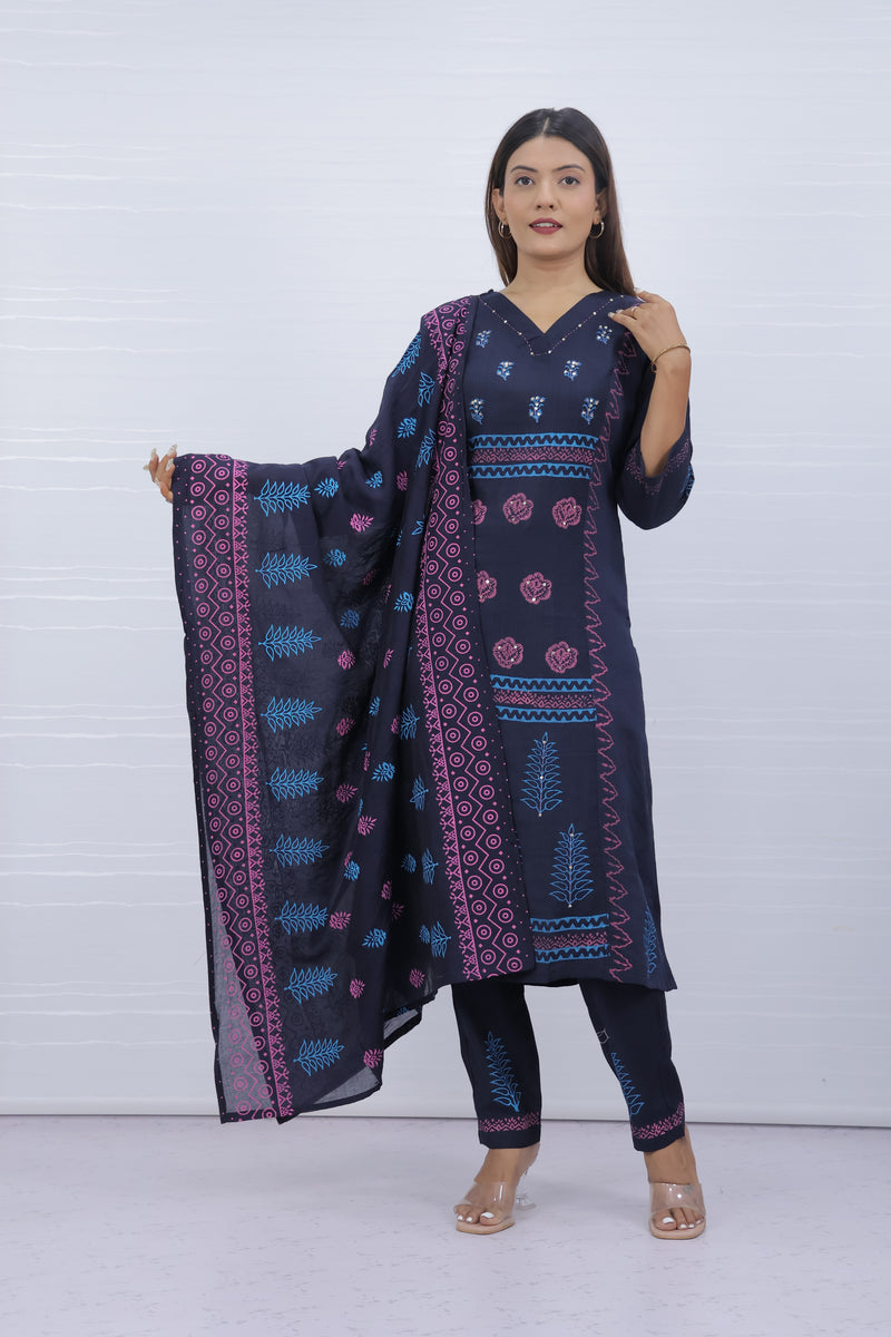 Svara Blue Vatican Silk Suit