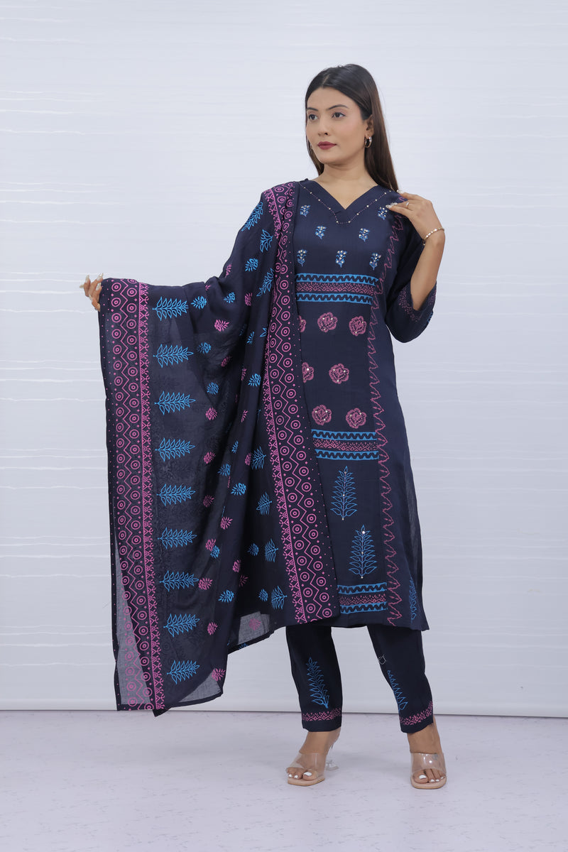 Svara Blue Vatican Silk Suit