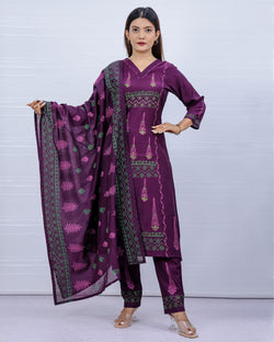 Svara Purple Vatican Silk Suit