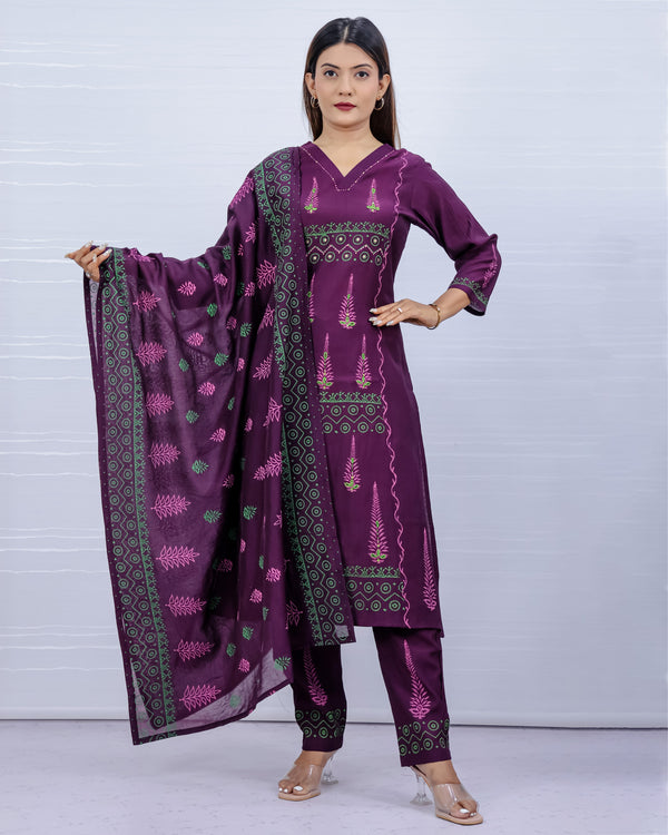 Svara Purple Vatican Silk Suit