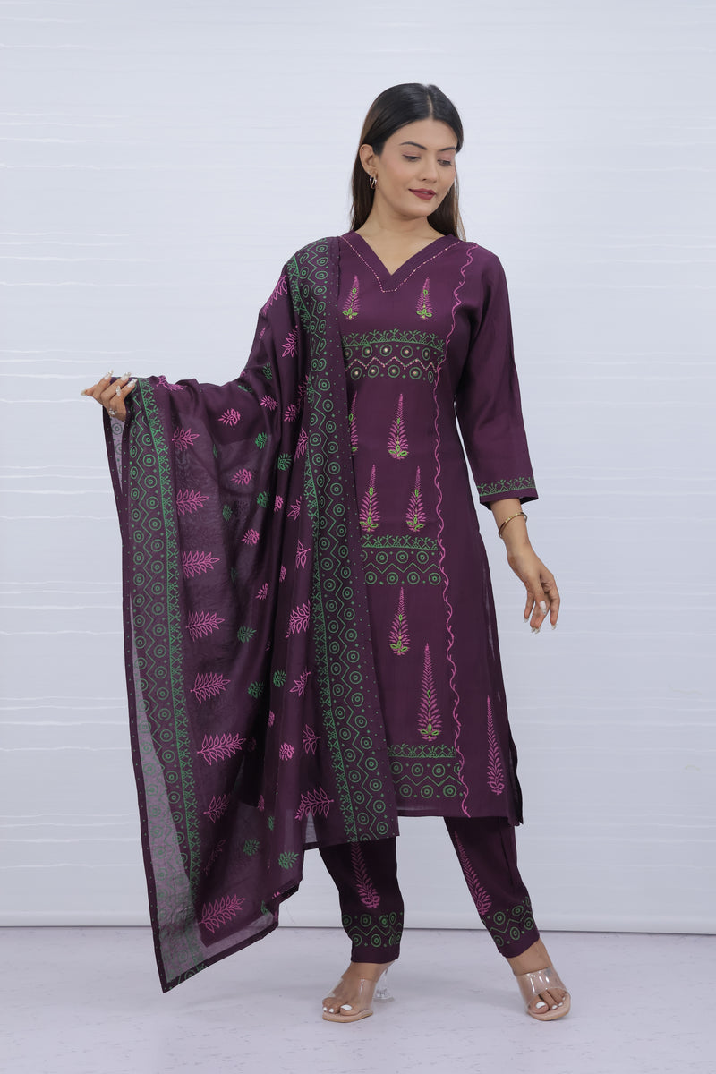 Svara Purple Vatican Silk Suit