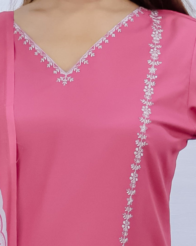 Svara Peach Galaxy Silk Suit