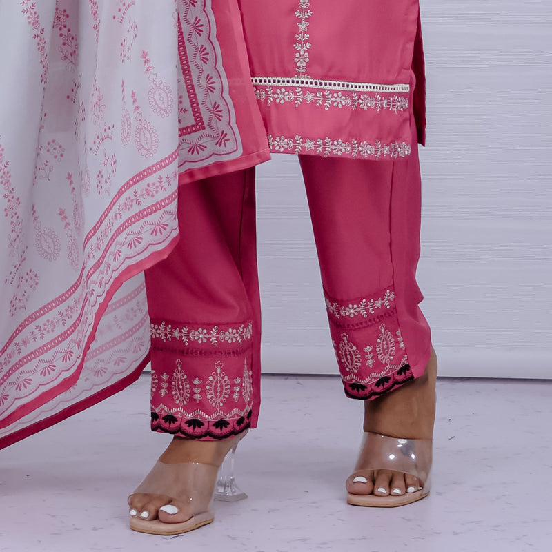 Svara Peach Galaxy Silk Suit