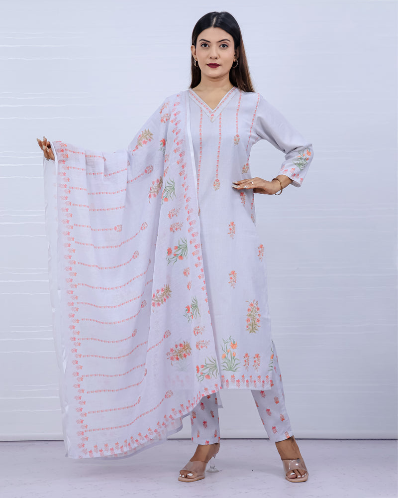 Svara  Lavender Slub Cotton Suit
