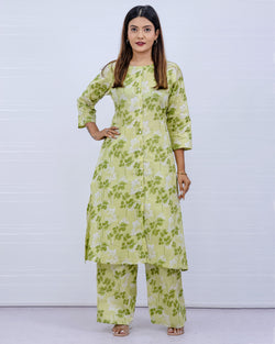 Aisha Green cotton kurti plazo