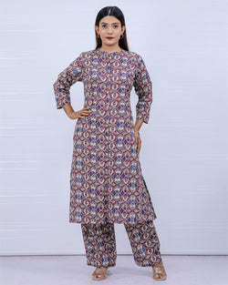 Aisha Blue cotton kurti plazo