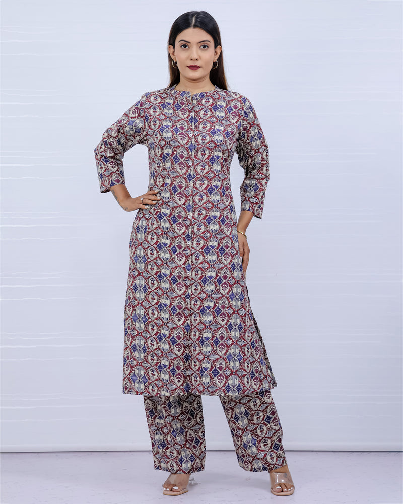 Aisha Blue cotton kurti plazo