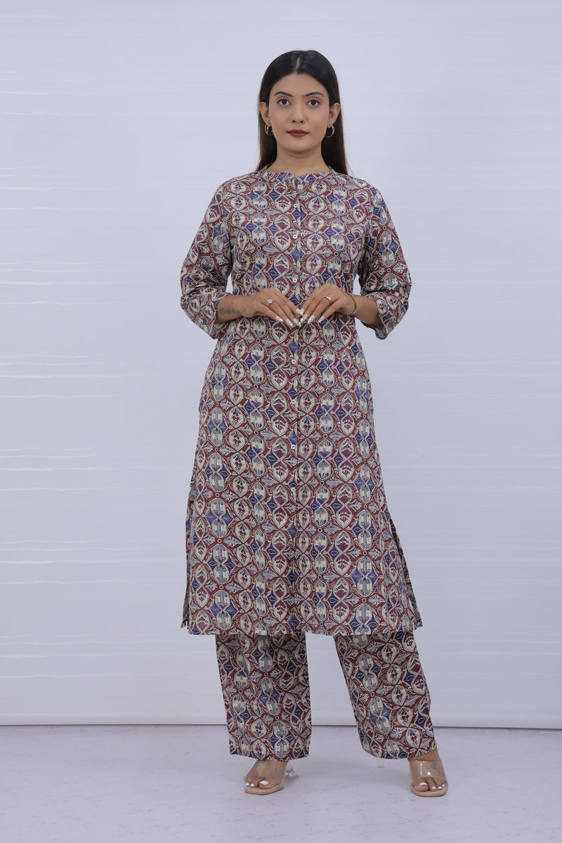Aisha Blue cotton kurti plazo