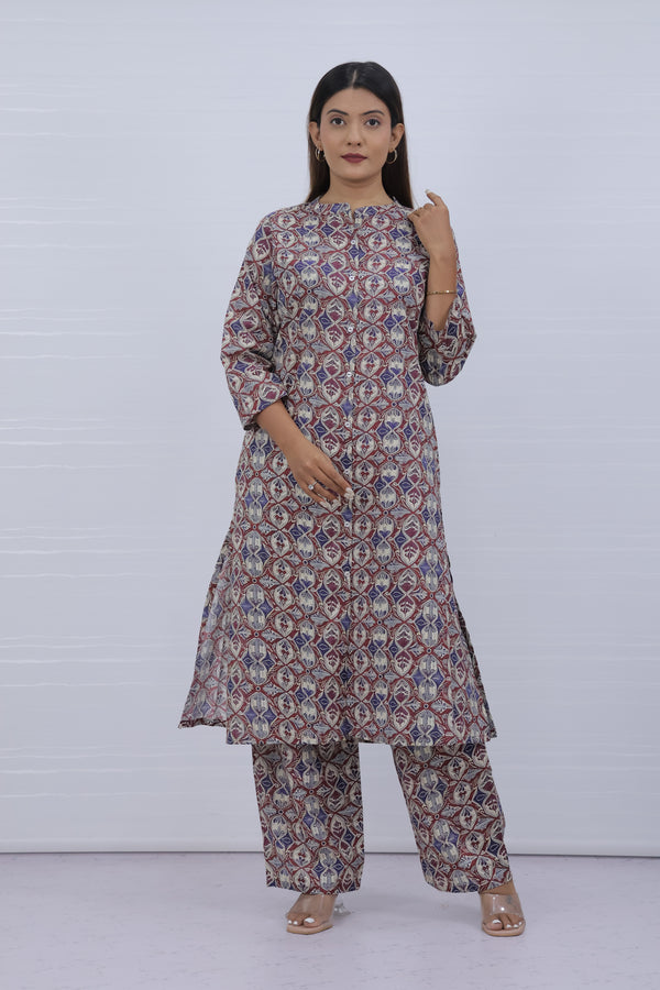 Aisha Blue cotton kurti plazo