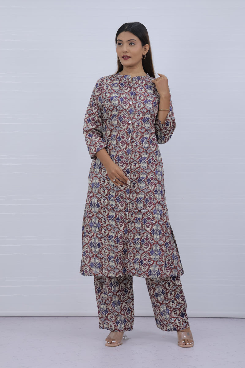 Aisha Blue cotton kurti plazo