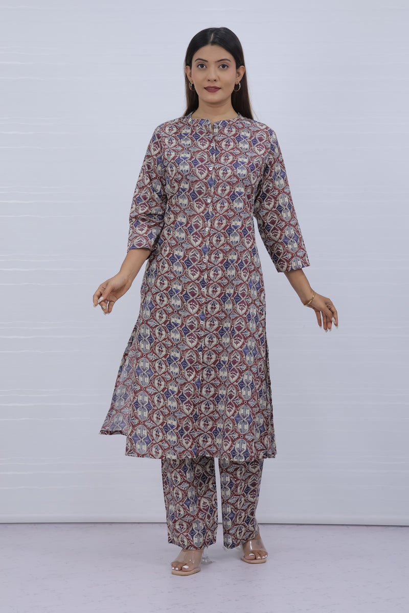 Aisha Blue cotton kurti plazo