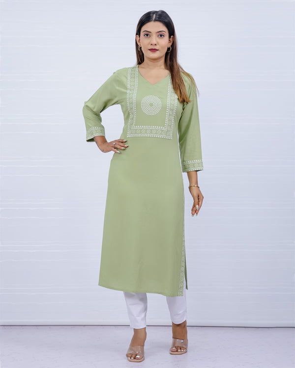 Yami Pista Viscose Rayon Kurti