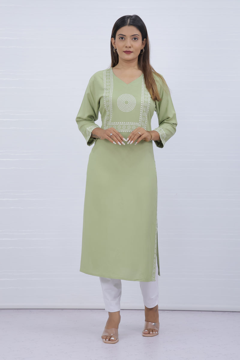 Yami Pista Viscose Rayon Kurti