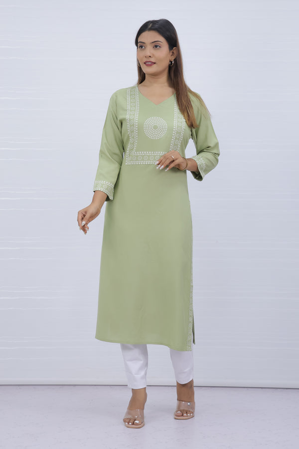 Yami Pista Viscose Rayon Kurti